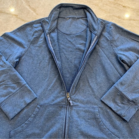 LL Bean Ultrasoft Sweatshirt Zip Robe | Charcoal Blue Heather | Petite Medium - Picture 8 of 10
